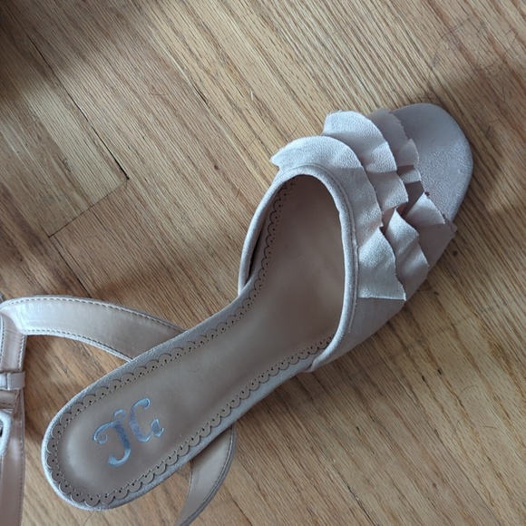 Beige suede 3 in open toe heels - Picture 2 of 3